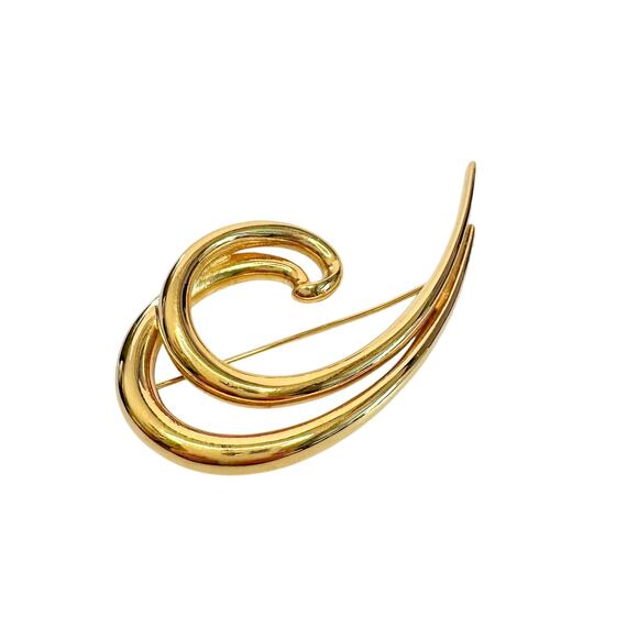 Givenchy Swirl Wave Brooch Pin Gold Plated - Picture 1 of 7